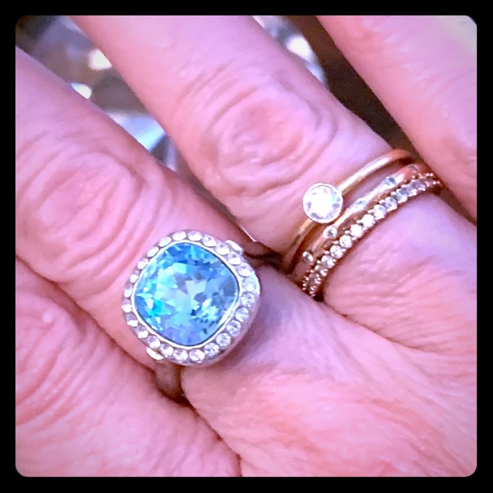 Blue Topaz and Crystal Ring